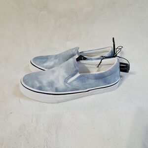 Womens Blue Tye Dye Slip On Shoes
